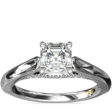 ZAC ZAC POSEN Curved Cathedral Solitaire Engagement Ring with Diamond Bridge Detail in 14k White Gold (0.10 ct. tw.)